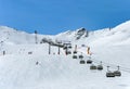 Skiers and chairlift in Solden, Austria Royalty Free Stock Photo