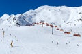 Skiers and chairlift in Solden, Austria Royalty Free Stock Photo