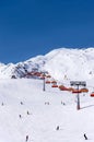 Skiers and chairlift in Solden, Austria Royalty Free Stock Photo