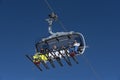 Skiers in chairlift St. Johann in Tirol Austria Royalty Free Stock Photo