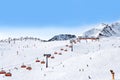Skiers and chairlifts in Solden, Austria Royalty Free Stock Photo
