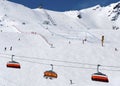Skiers and chairlifts in Solden, Austria
