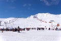 Skiers and chairlifts in Solden, Austria Royalty Free Stock Photo