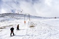 Skiers enjoy the snow at Kaimaktsalan ski center, in Greece. Rec