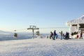 Skiers and lift gondolas Ãâ¦re Royalty Free Stock Photo