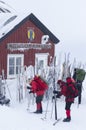 Skiers making ready for touring Sweden