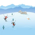 Skiers In The Mountains