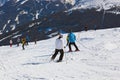 Skiers at mountains ski resort Bad Gastein Austria
