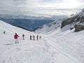 Skiers on mountainside Royalty Free Stock Photo