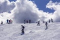 Skiers on mountainside Royalty Free Stock Photo