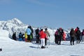Skiers on the piste in Kitzsteinhorn ski resort, Austria