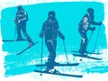 Skiers silhouettes Set.