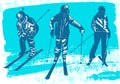 Skiers silhouettes Set.