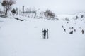 Skiers on Ski Resort in Auli, Joshimath, Uttarakhand, India