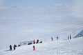 Skiers on the slope in Kitzsteinhorn ski resort, Austria