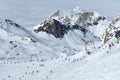 Skiers on the slope in Kitzsteinhorn ski resort, Austria