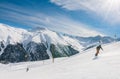 Skiers on the slope of Ski resort Livigno Royalty Free Stock Photo