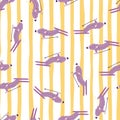 Skiers on the slope. Winter sports seamless pattern