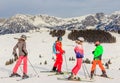 Skiers on the slopes of the ski resort Brixen im Thale, Tyrol