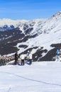 Skiers on the slopes of the ski resort of Meribel Royalty Free Stock Photo