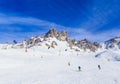 Skiers on the slopes of the ski resort of Meribel Royalty Free Stock Photo