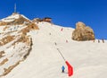 Skiers on the slopes of the ski resort of Meribel