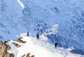 Skiers on the slopes of the ski resort of Meribel Royalty Free Stock Photo