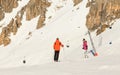 Skiers on the slopes of the ski resort of Meribel Royalty Free Stock Photo