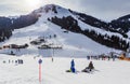 Skiers on the slopes of the ski resort of Soll, Tyrol