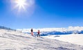 Skiers on the slopes of the ski resort Soll, Tyrol