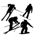 Skiers and snowboarders Royalty Free Stock Photo