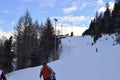 Skiers and snowboarders in Austrian ski resort Hochgurgl Royalty Free Stock Photo