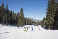 Skiers and snowboarders enjoying good snow Royalty Free Stock Photo