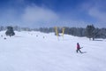 Skiers and snowboarders on a ski lift Royalty Free Stock Photo