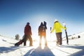 Skiers and snowboarders ski resort concept Royalty Free Stock Photo
