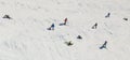 Skiers on the track Ski resort Hopfgarten, Tyrol Royalty Free Stock Photo