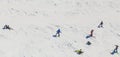 Skiers on the track Ski resort Hopfgarten, Tyrol Royalty Free Stock Photo