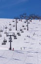 Skiers and two chairlifts in Solden, Austria Royalty Free Stock Photo