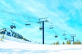 Skiers Using a Chairlift at Mammoth Ski Resort Royalty Free Stock Photo