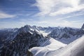 Skiers walking down from Mount Blanc, French Alps Chamonix, France