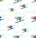 Skiers. Winter sports background. Mouse skiers in motion.