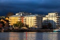 Skies darken when bad autumn weather approaches the Swedish capital of Stockholm, Sweden on Octobe