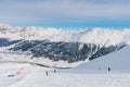 Skiesr on the slope of Ski resort Livigno Royalty Free Stock Photo