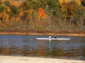 Skiff on autumn lake Royalty Free Stock Photo