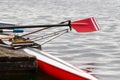 Skiff at the landing stage Royalty Free Stock Photo
