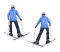 Skiier demonstrate how to slide forward