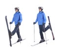 Skiier demonstrate warm up exercise for skiing