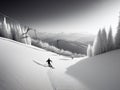 Lone skier with chairlift Royalty Free Stock Photo