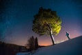 Skiier stands in the forest Royalty Free Stock Photo