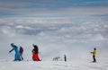 Skiing above the clouds